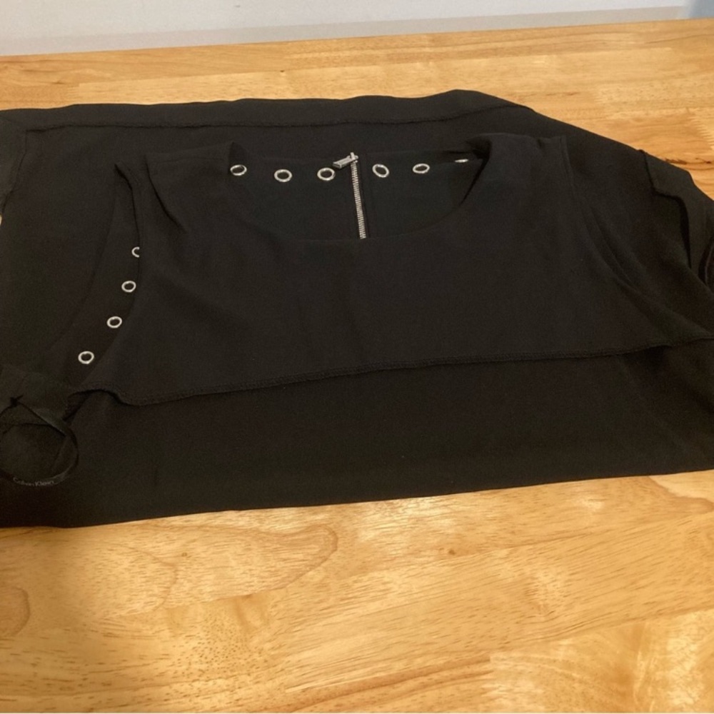 Calvin Klein Black Tank Top with Silver Tone Grommets - Picture 15 of 15